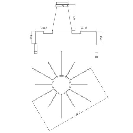 Подвесной свеильник Wireflow LED Black Suspension lam 13 патронов ImperiumLoft 279381-22