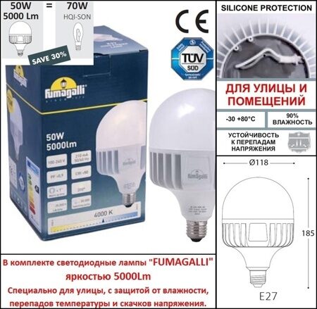 Уличный потолочный светильник Fumagalli NEW LOT/VIVI V50.115.000.AXH27