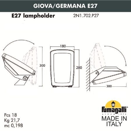 Уличное бра Fumagalli GIOVA/GERMANA 2N1.702.000.WYF1R