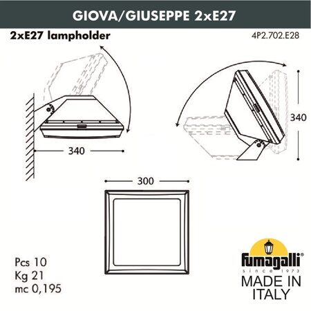 Уличное бра Fumagalli GIOVA/GUIZEPPE 4P2.702.000.AYF1R