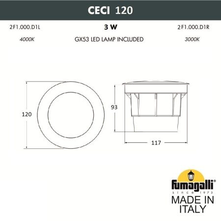 Грунтовый светильник Fumagalli CECI 120 2F1.000.000.LXG1L