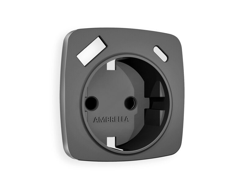 Лицевая панель OMEGA (Антрацит серый) для электрической розетки с заземлением со шторками 2USB A+C QUANT OP6600 Ambrella Volt